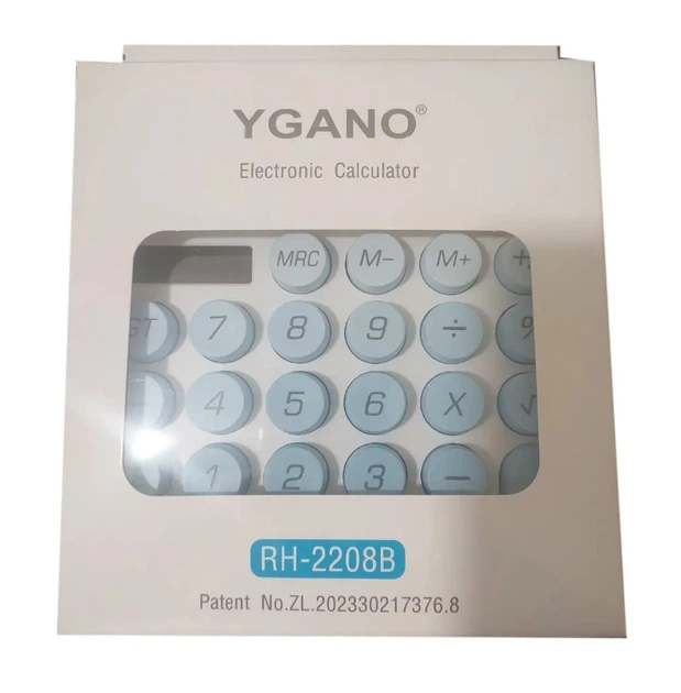 Компактный калькулятор YGANO 2208B-2 12 разрядной дисплей настольный на батарейках зарядка от солнца Белый с Голубым - Фото 3 Компактный калькулятор YGANO 2208B-2 12 разрядной дисплей настольный на батарейках зарядка от солнца Белый с Голубым - изображение 3