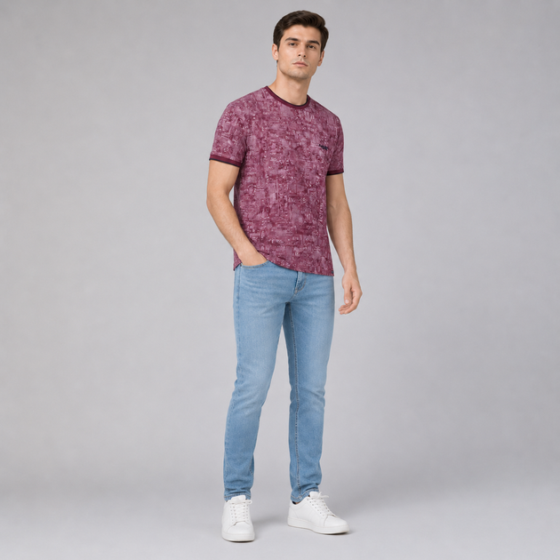 Футболка Red-Down мужская хлопковая с эластаном свободного кроя,XXXL,Бордовый - Фото 2 Футболка Red-Down мужская хлопковая с эластаном свободного кроя,XXXL,Бордовый - изображение 2