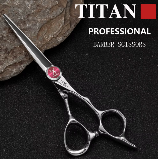 Професійні перукарські ножиці TITAN для стрижки волосся Japan440 сталь 6 дюймів Red - зображення 7