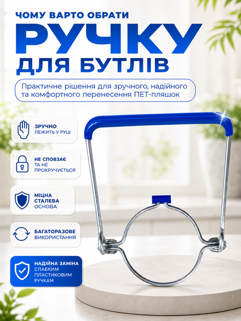 Ручка на баклажку тримач для перенесення бутлів сталева BRS Blue - Фото 2 Ручка на баклажку тримач для перенесення бутлів сталева BRS Blue - зображення 2