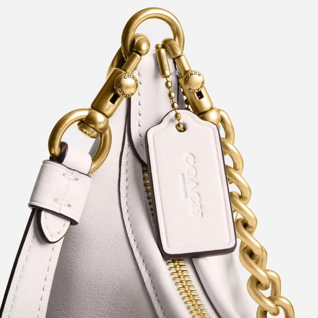 Сумка-багет женская из натуральной кожи средняя Coach Juliet Shoulder Bag 25 BG-COA-131 Молочная (196395632756) - изображение 6