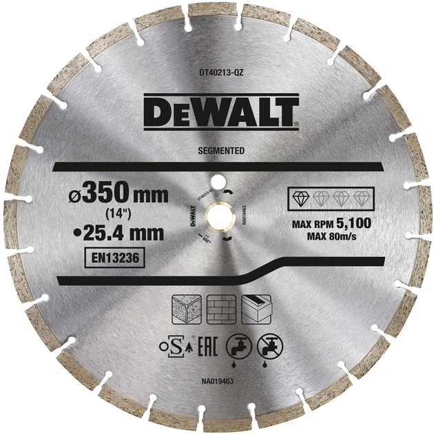 Алмазный диск DeWalt 350 x 25.4 мм DT40213-QZ (5035048542927) - Фото 2 Алмазный диск DeWalt 350 x 25.4 мм DT40213-QZ (5035048542927) - изображение 2