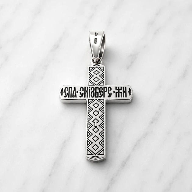 Серебряный крестик прямой с образом Исуса Христа КДУ-83 - изображение 3