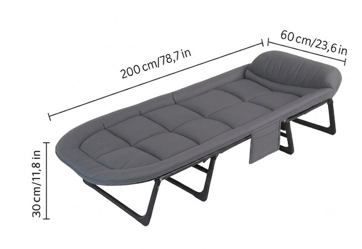 Розкладне ліжко-розкладачка Relax Outdoor 200х60х30 см Сіре, кемпінгове польове ліжко для дому та укриттів, вага 7.8 кг (навантаження до 150 кг) - Фото 3 Розкладне ліжко-розкладачка Relax Outdoor 200х60х30 см Сіре, кемпінгове польове ліжко для дому та укриттів, вага 7.8 кг (навантаження до 150 кг) - изображение 3