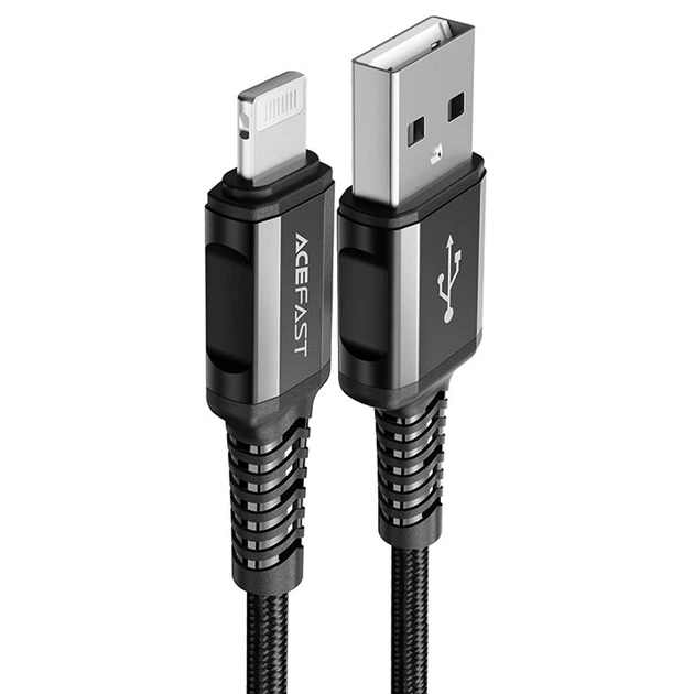 Дата кабель Acefast C1-02 USB to Lightning 2.4A (1.2m) (Black) (253607) - Фото 1 Дата кабель Acefast C1-02 USB to Lightning 2.4A (1.2m) (Black) (253607) - зображення 1