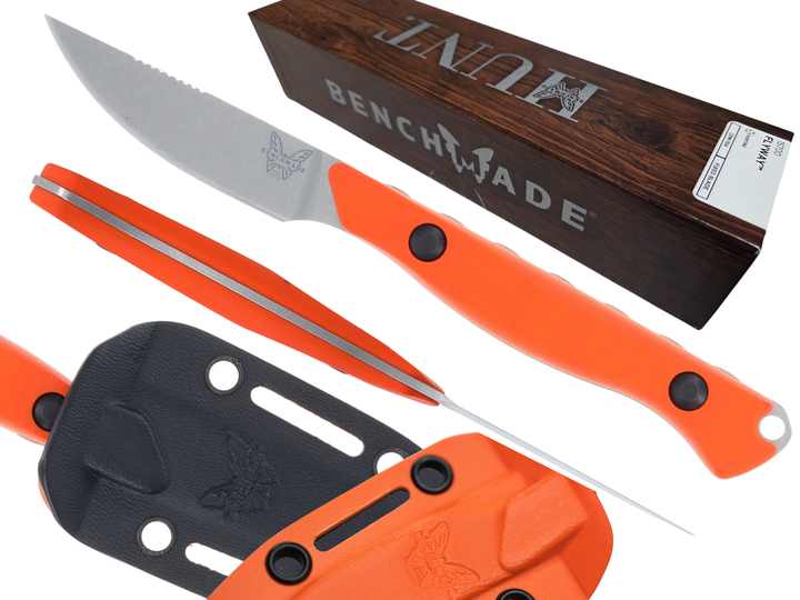 Ніж Benchmade Flyway, компактний ультралегкий, лезо Plain Stonewashed CPM-154, руківя Orange G10, США, 15700 - изображение 2