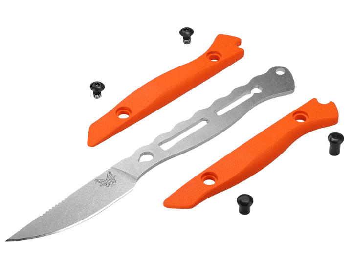 Ніж Benchmade Flyway, компактний ультралегкий, лезо Plain Stonewashed CPM-154, руківя Orange G10, США, 15700 - изображение 9
