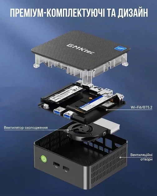 Мини ПК GMKtec NucBox G3 / Intel N150 / RAM 16GB / SSD 512GB / 2 x HDMI / 1 x LAN / Wi-Fi 6 / Bluetooth 5.2 / Windows 11 Pro / Серый (102126557) - Уценка - изображение 2