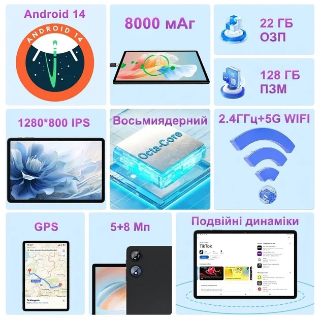 Планшет 10.1" UJJ U3 (6+16)/128ГБ 8 ядер Android 14 8000 mAh Чорний (101972779) - Б/В - Фото 2 Планшет 10.1" UJJ U3 (6+16)/128ГБ 8 ядер Android 14 8000 mAh Чорний (101972779) - Б/В - зображення 2