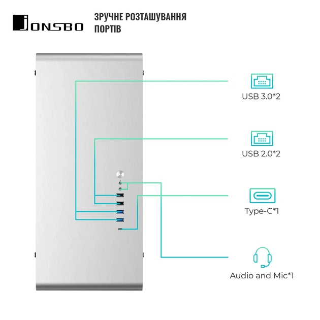Корпус JONSBO UMX6S Silver - Фото 3 Корпус JONSBO UMX6S Silver - зображення 3