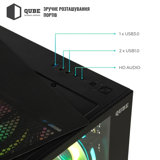 Корпус QUBE REEF ARGB Black (REEF_GBNU3) - зображення 4