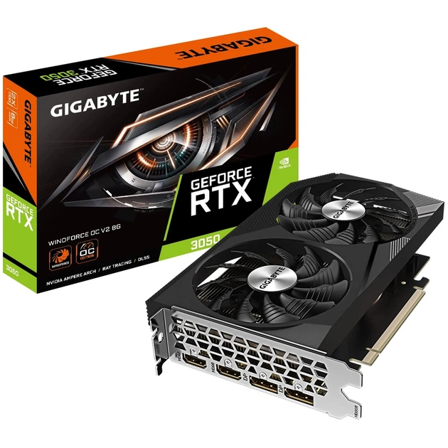 Видеокарта GIGABYTE Nvidia GeForce RTX 3050 WINDFORCE OC V2 8 GB (GV-N3050WF2OCV2-8GD) - Фото 7 Видеокарта GIGABYTE Nvidia GeForce RTX 3050 WINDFORCE OC V2 8 GB (GV-N3050WF2OCV2-8GD) - изображение 7