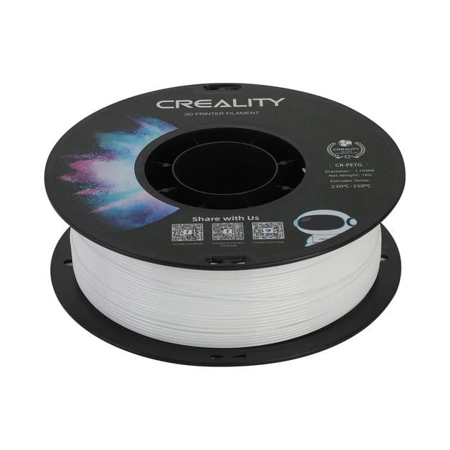 PETG Filament (пластик) для 3D принтера CREALITY 1кг, 1.75мм, белый - Фото 4 PETG Filament (пластик) для 3D принтера CREALITY 1кг, 1.75мм, белый - изображение 4