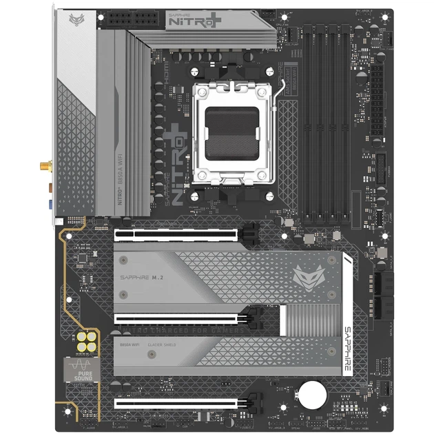 Материнська плата Sapphire NITRO+ B850A WIFI7 (sAM5, AMD B850, DDR5, ATX) - Фото 2 Материнська плата Sapphire NITRO+ B850A WIFI7 (sAM5, AMD B850, DDR5, ATX) - зображення 2