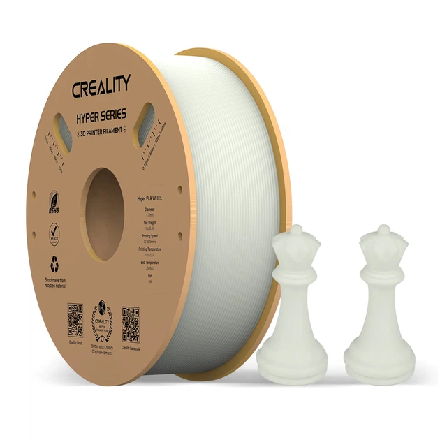 Hyper PLA Filament (пластик) для 3D принтера CREALITY 1кг, 1.75мм, білий - Фото 2 Hyper PLA Filament (пластик) для 3D принтера CREALITY 1кг, 1.75мм, білий - зображення 2