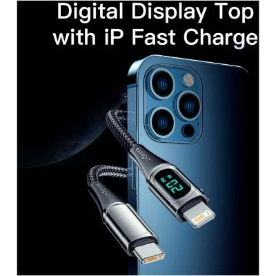 Дата кабель USB-C to Lightning 2.0m 20W Digital Display blue Essager (EXCTL-YDA03) - Фото 8 Дата кабель USB-C to Lightning 2.0m 20W Digital Display blue Essager (EXCTL-YDA03) - зображення 8