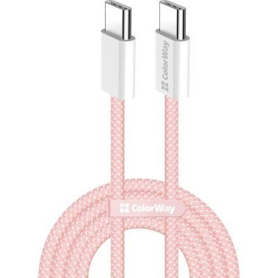 Дата кабель USB-C to USB-C 1.0m 60W 3.0А pink ColorWay (CW-CBPDCC061-P) - Фото 1 Дата кабель USB-C to USB-C 1.0m 60W 3.0А pink ColorWay (CW-CBPDCC061-P) - зображення 1