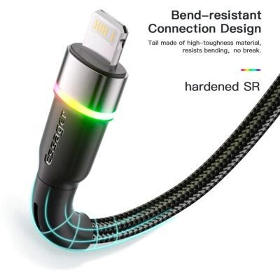 Дата кабель USB 2.0 AM to Lightning 2.0m 2.4A LED black Essager (EXCL-XCDA01) - Фото 9 Дата кабель USB 2.0 AM to Lightning 2.0m 2.4A LED black Essager (EXCL-XCDA01) - зображення 9