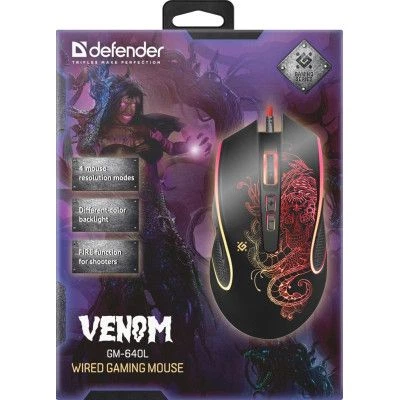 Мышка Defender Venom GM-640L Black (52640) - Фото 5 Мышка Defender Venom GM-640L Black (52640) - изображение 5