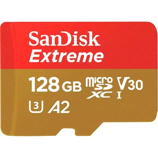 Карта пам`ятi MicroSDXC 128GB UHS-I U3 R190/W90MB/s SanDisk Extreme V30 + SD-адаптер (SDSQXAA-128G-GN6AA) - Фото 4 Карта пам`ятi MicroSDXC 128GB UHS-I U3 R190/W90MB/s SanDisk Extreme V30 + SD-адаптер (SDSQXAA-128G-GN6AA) - зображення 4