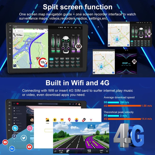 Автомагнитола NHOPEEW Android 10 с поддержкой Carplay, 4 + 64 ГБ памяти, 9-дюймовый сенсорный экран камерой заднего вида - изображение 4