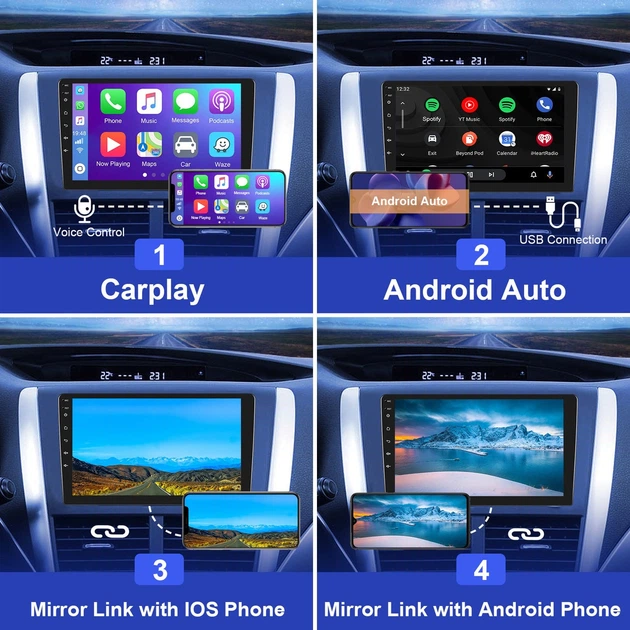 Автомагнитола NHOPEEW Android 10 с поддержкой Carplay, 4 + 64 ГБ памяти, 9-дюймовый сенсорный экран камерой заднего вида - изображение 5