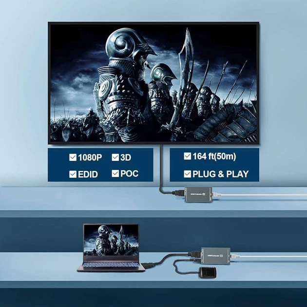 Разветвитель HDMI Extender, 164-футовая Full HD нежатая передача до 1080P@60Hz. Черный. - изображение 8