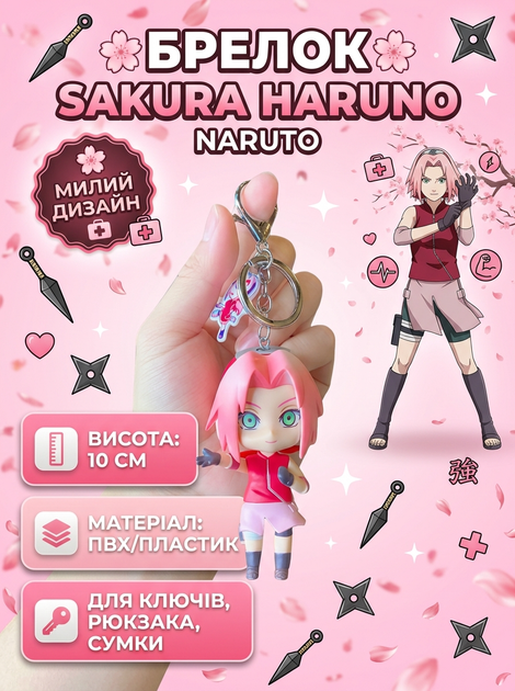 Брелок Наруто Харуно Сакура Naruto Sakura Haruno аніме фігурка іграшка для ключів, рюкзака, сумки 10 см - Фото 1 Брелок Наруто Харуно Сакура Naruto Sakura Haruno аніме фігурка іграшка для ключів, рюкзака, сумки 10 см - зображення 1