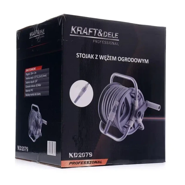 Катушка для садового шланга Kraft&Dele KD2079 20 м + 2 м 1/2" (KD2079) - Фото 4 Катушка для садового шланга Kraft&Dele KD2079 20 м + 2 м 1/2" (KD2079) - изображение 4