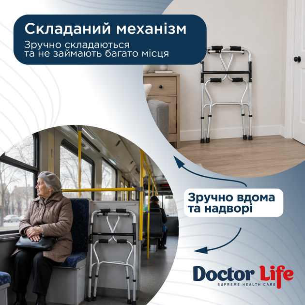 Ходунки фиксированные Doctor Life Двухуровневые (12853) (2000444008127) - Фото 6 Ходунки фиксированные Doctor Life Двухуровневые (12853) (2000444008127) - изображение 6