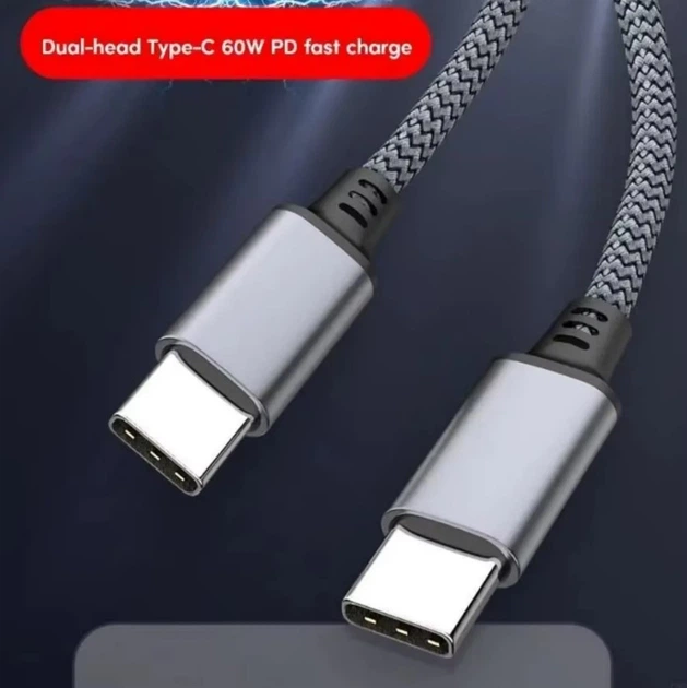 Кабель для зарядки и передачи данных (GLT5) 60W / 5A/ 480 Mbps / USB Type-C to USB Type-C / 5 метров / Серый - изображение 2