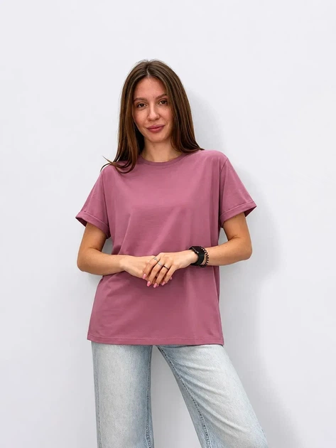 Женская однотонная футболка Pink Daisy Сиреневый 48-52 (4022) - Фото 1 Женская однотонная футболка Pink Daisy Сиреневый 48-52 (4022) - изображение 1