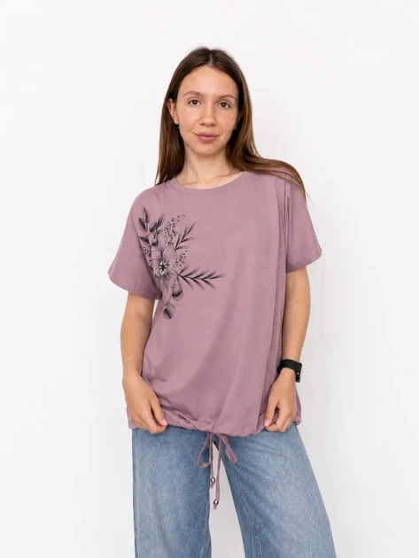 Жіноча футболка з квітковим принтом Pink Daisy Бузковий M (6536) - Фото 1 Жіноча футболка з квітковим принтом Pink Daisy Бузковий M (6536) - зображення 1