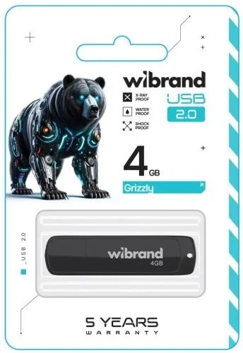 Флеш накопичувач USB 4Gb Wibrand Grizzly, Black, USB 2.0 (WI2.0/GR4P3B) - Фото 2 Флеш накопичувач USB 4Gb Wibrand Grizzly, Black, USB 2.0 (WI2.0/GR4P3B) - зображення 2