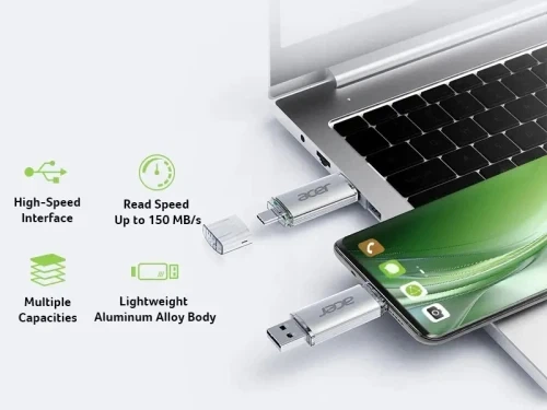 Флеш накопитель USB 32Gb Acer UT300, Silver, Type-C / USB 3.2 Gen 1 (BL.9BWWA.588) - Фото 4 Флеш накопитель USB 32Gb Acer UT300, Silver, Type-C / USB 3.2 Gen 1 (BL.9BWWA.588) - изображение 4