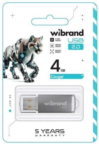 Флеш накопитель USB 4Gb Wibrand Cougar, Silver, USB 2.0 (WI2.0/CU4P1S) - Фото 2 Флеш накопитель USB 4Gb Wibrand Cougar, Silver, USB 2.0 (WI2.0/CU4P1S) - изображение 2
