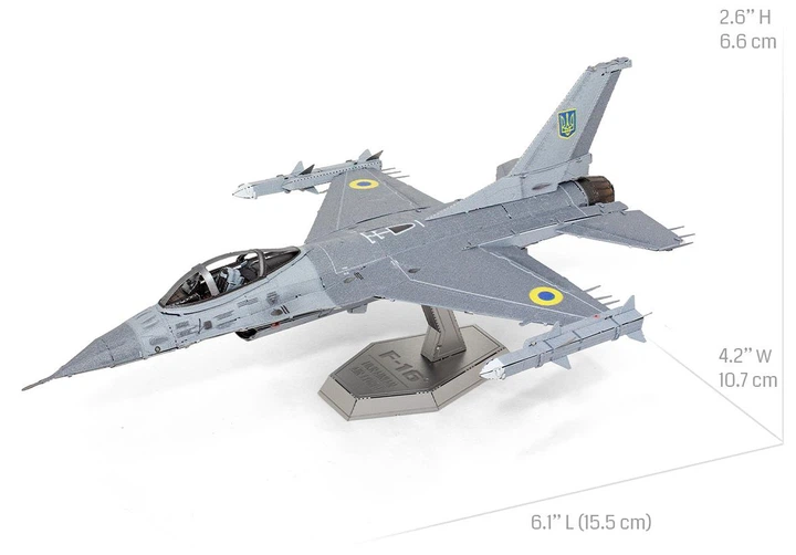 Металлический 3D конструктор Metal Earth Истребитель F-16 Fighting Falcon Ukrainian Air Force - изображение 5