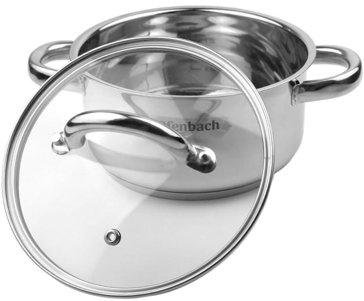 Каструля Ofenbach NB-100523 1.5л з нержавіючої сталі індукційна зі скляною кришкою 16см - зображення 3