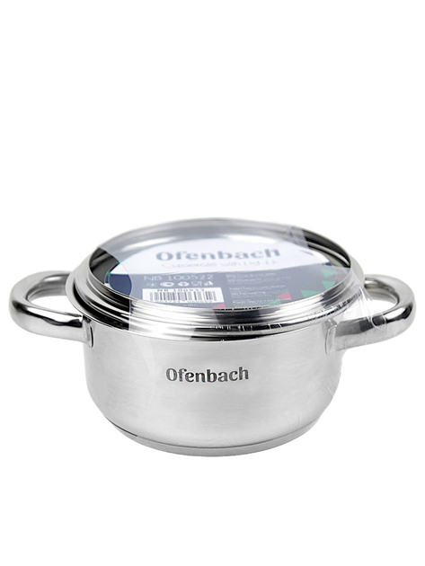 Каструля Ofenbach KM-100522 1л з нержавіючої сталі зі скляною кришкою для індукції та газу 14см - Фото 7 Каструля Ofenbach KM-100522 1л з нержавіючої сталі зі скляною кришкою для індукції та газу 14см - зображення 7