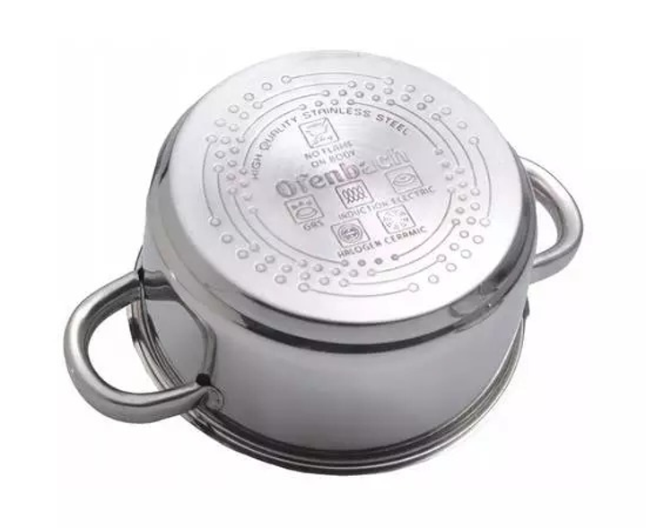 Каструля Ofenbach KM-100524 2л з нержавіючої сталі зі скляною кришкою 18см для індукції та газу - Фото 2 Каструля Ofenbach KM-100524 2л з нержавіючої сталі зі скляною кришкою 18см для індукції та газу - зображення 2