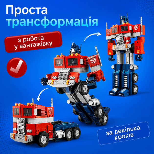 Конструктор-трансформер Оптимус Прайм 2в1, 1508 деталей, робот и грузовик, с аксессуарами. 10302 - изображение 2