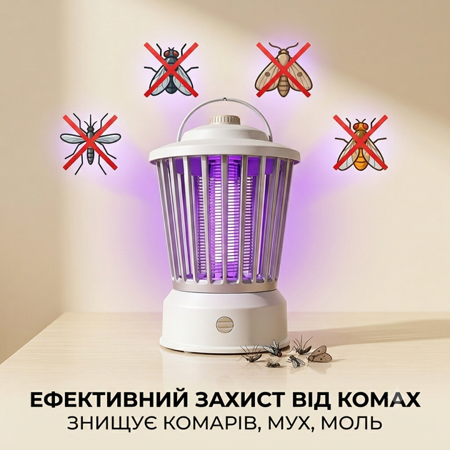 Пастка для комарів та комах акумуляторна M12/Aladdin LED USB з режимом нічника Біла - изображение 11