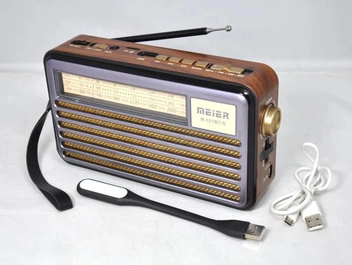 Портативный FM-радиоприемник MEIER М-521BTS, AM, FM, SW диапазоны, телескопическая выдвижная антенна, поддержка Bluetooth, коричневый - изображение 9