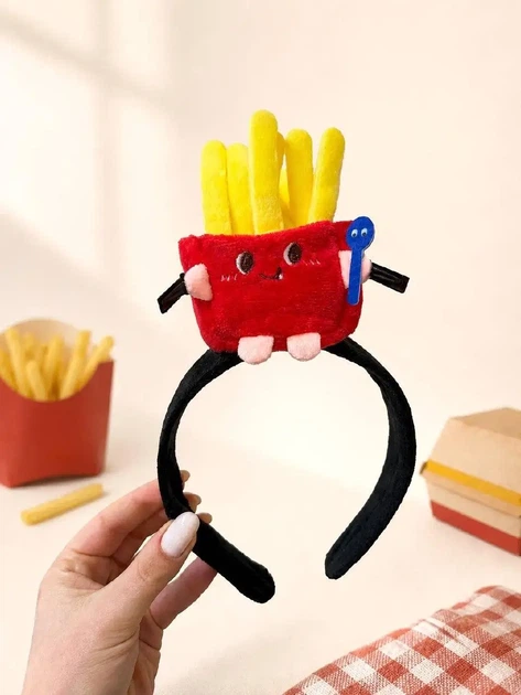 Трендовий обруч (обідок) з двома зажимами «French Fries» - Фото 2 Трендовий обруч (обідок) з двома зажимами «French Fries» - зображення 2