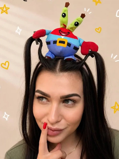 Трендовий обруч (обідок) з двома зажимами “Mr. Krabs Cute Band” - Фото 2 Трендовий обруч (обідок) з двома зажимами “Mr. Krabs Cute Band” - зображення 2