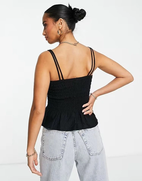 Топ ASOS Petite Shirred Cami Top Black 115934914 XL - изображение 4