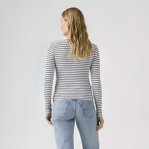 Жіночий лонгслів Levi's (199454022314) Hayes Long Sleeve T-shirt M білий з чорним - зображення 4