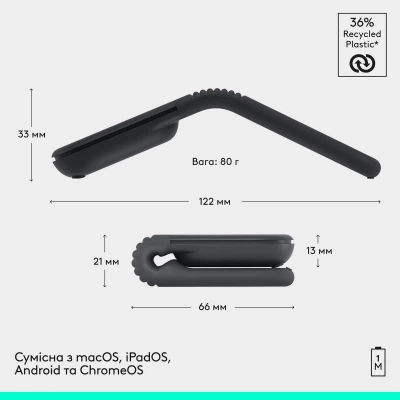 Мышка Logitech Mobi Fold Bluetooth Graphite (910-007604) - изображение 5