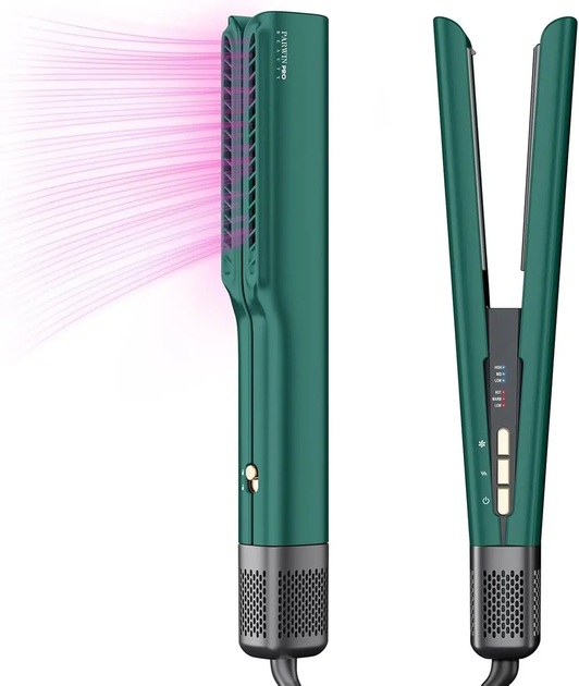 Профессиональный воздушный стайлер выпрямитель для волос PARWIN PRO BEAUTY 2в1 фен выпрямитель ионный Изумрудный Зеленый - изображение 2