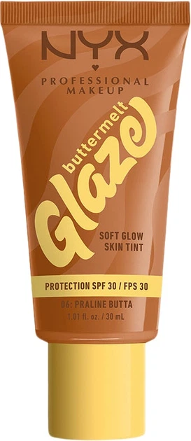 Podkład do twarzy NYX Professional Makeup Buttermelt Glaze Spf 30 06 Praline Butta 30 ml (800897266806) - Zdjęcie 1 Podkład do twarzy NYX Professional Makeup Buttermelt Glaze Spf 30 06 Praline Butta 30 ml (800897266806) - obraz 1